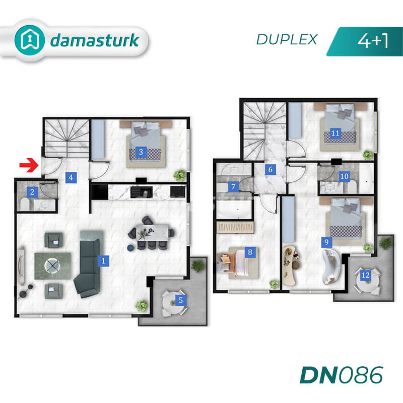 آپارتمانهای فروشی در آنتالیا - ترکیه - مجتمع DN086 || داماس ترک املاک  03