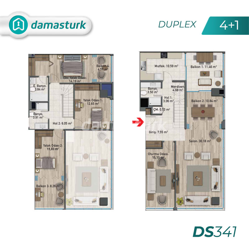 Apartments for sale in Turkey - Istanbul - the complex DS341 || damasturk Real Estate Company 05