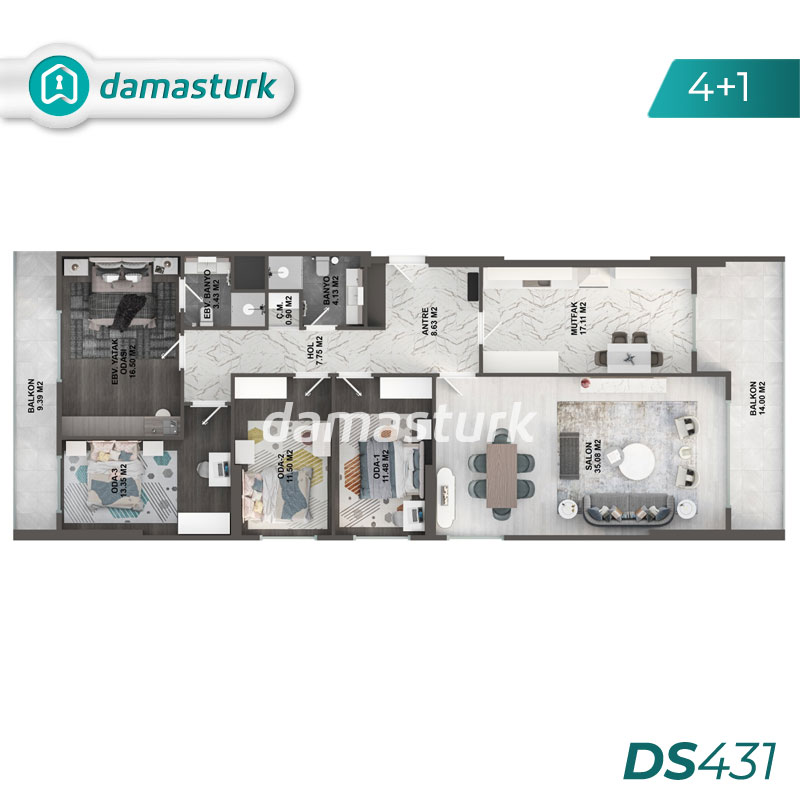 آپارتمان برای فروش در بیلیکدوزو - استانبول DS431 | املاک داماستورک 03