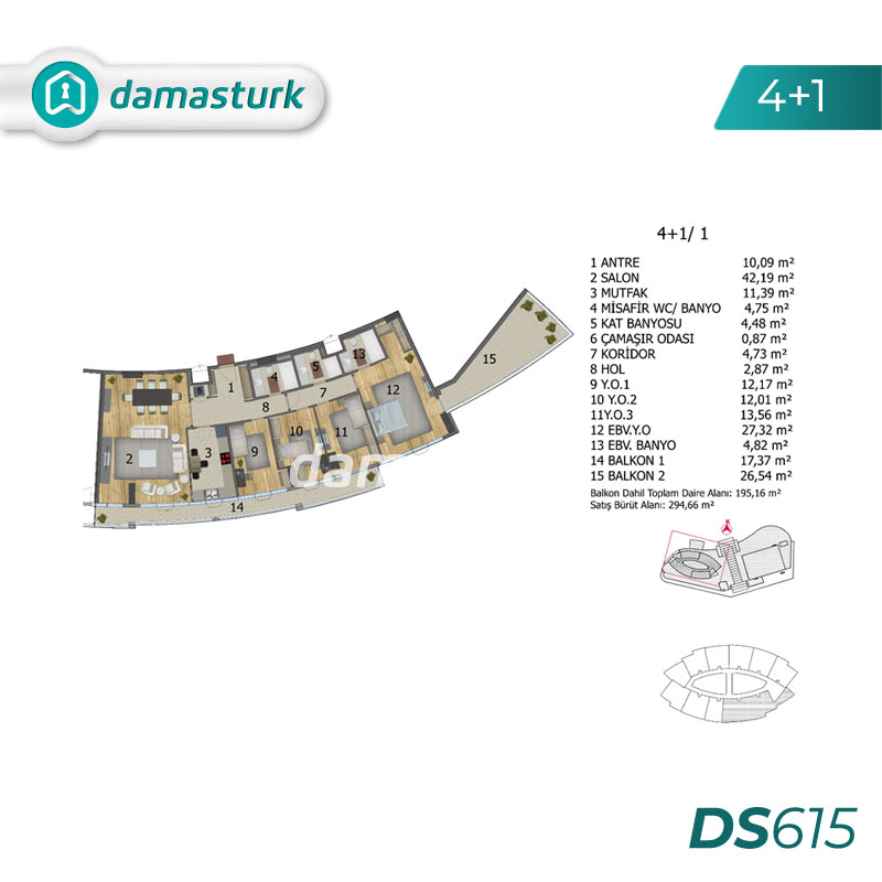 آپارتمان های لوکس برای فروش در باشاکشهیر - استانبول DS615 | املاک داماستورک 02