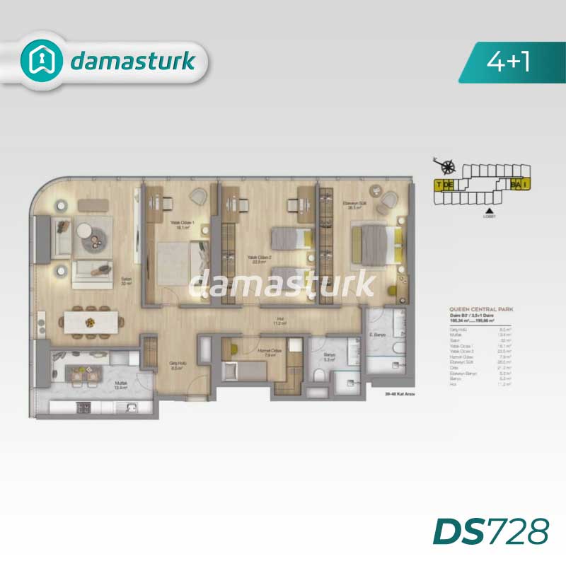Luxury apartments for sale in Şişli - Istanbul DS728 | damasturk Real Estate 04