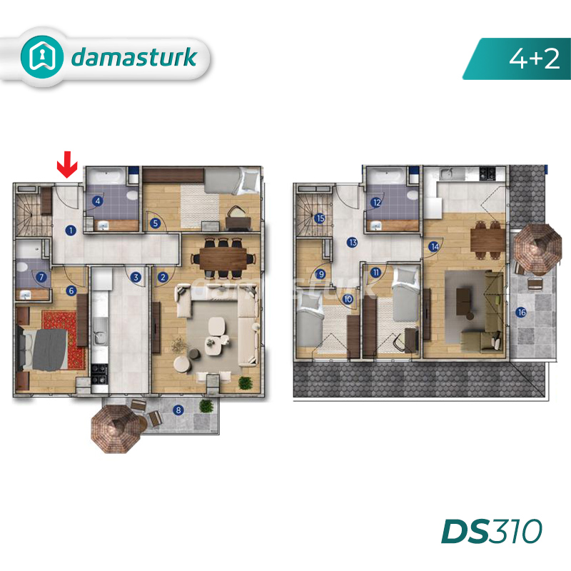 شقق للبيع في إسطنبول تركيا - المجمع DS310 || شركة داماس تورك العقارية  04