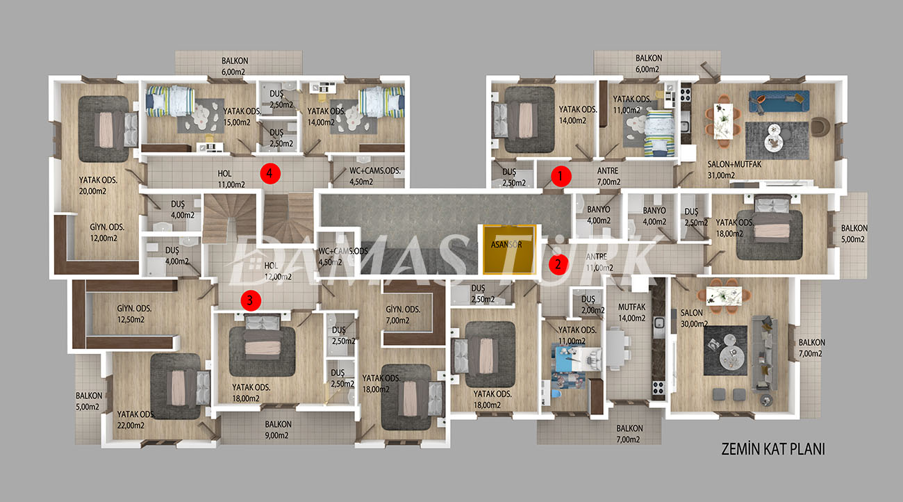 Appartements à vendre à Başiskele - Kocaeli DK040 | Immobilier DAMAS TÜRK 04