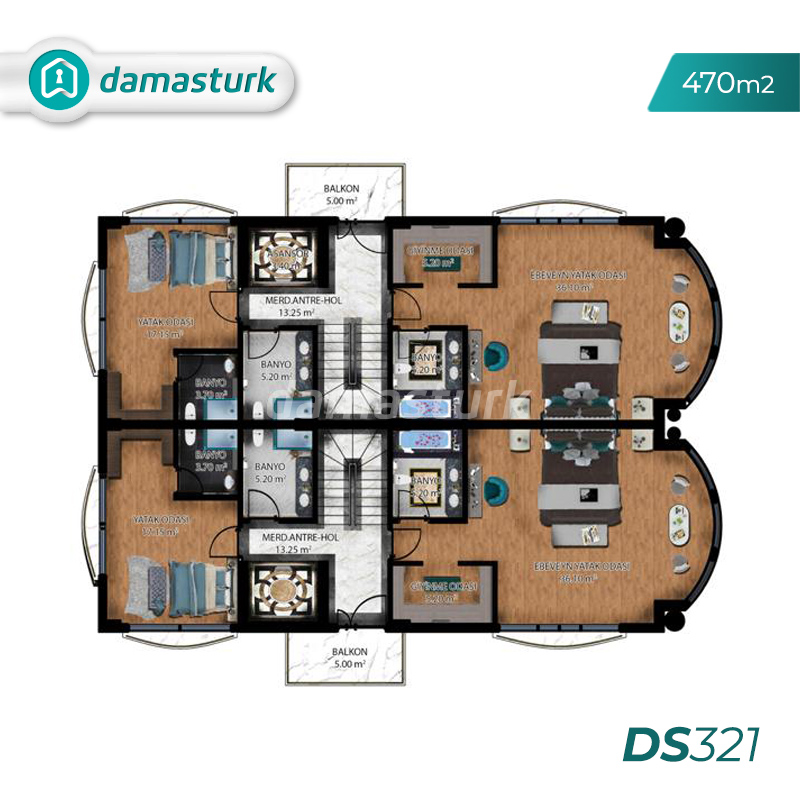 فلل للبيع في تركيا - المجمع  DS321  || شركة داماس تورك العقارية  04