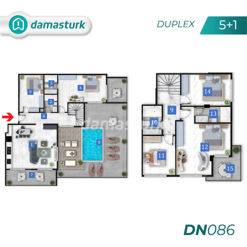 آپارتمانهای فروشی در آنتالیا - ترکیه - مجتمع DN086 || داماس ترک املاک  04