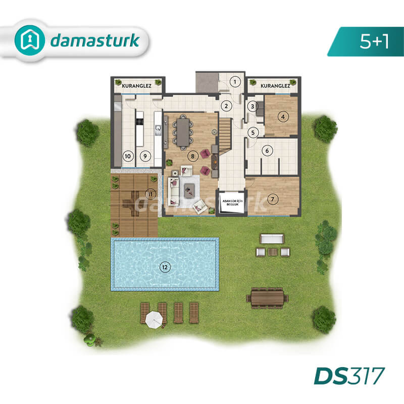 فلل للبيع في تركيا - المجمع  DS317 || شركة داماس تورك العقارية  05
