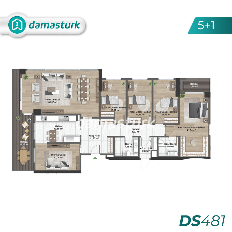 Apartments for sale in Kağıthane - Istanbul DS481 | damasturk Real Estate 05