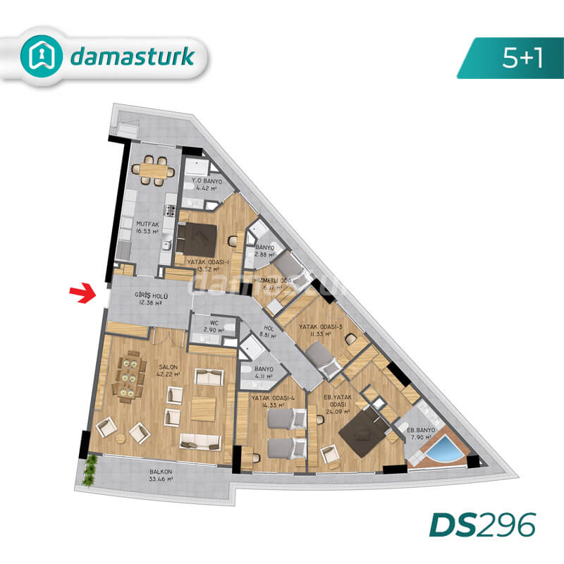 A luxury apartment complex with great sea views in Istanbul, European area, Buyukcekmece DS296 || damas.net 05