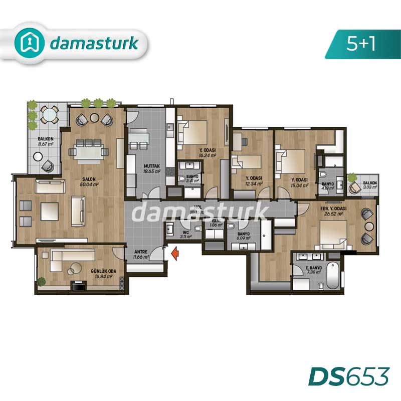فروش آپارتمان لوکس در بیکوز - استانبول DS653 | املاک داماستورک 05