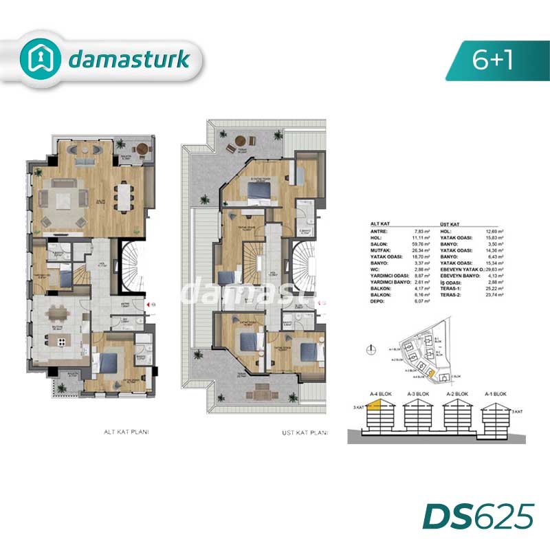 آپارتمان های لوکس برای فروش در اسكودار - استانبول DS625 | املاک داماستورک 03