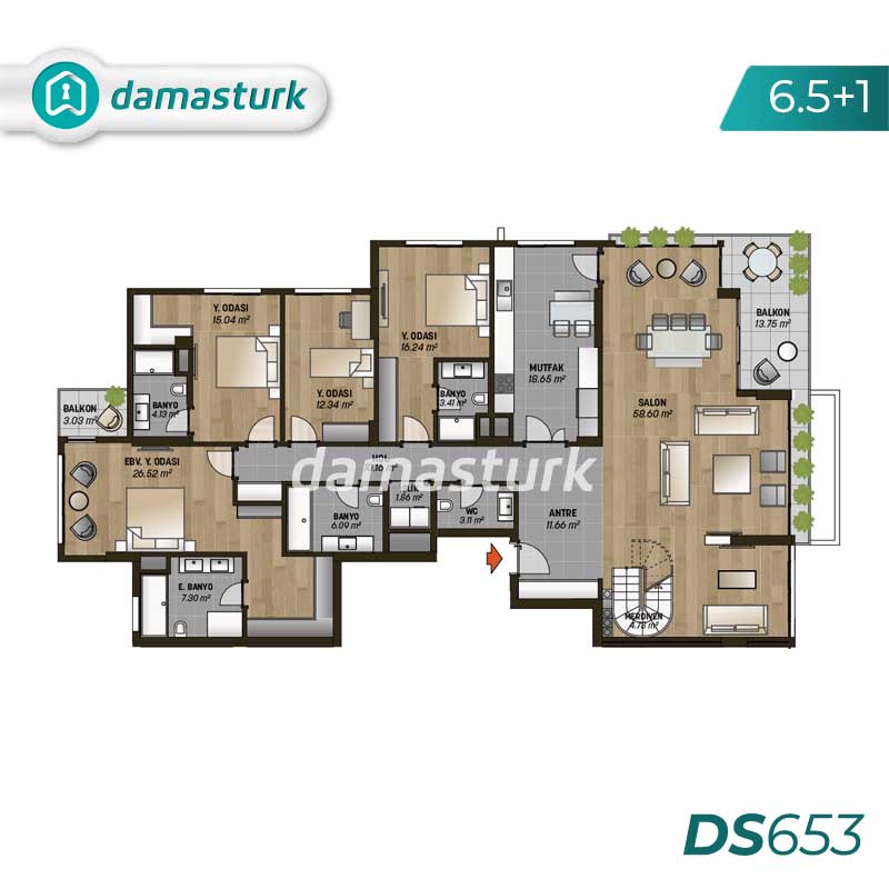 فروش آپارتمان لوکس در بیکوز - استانبول DS653 | املاک داماستورک 07