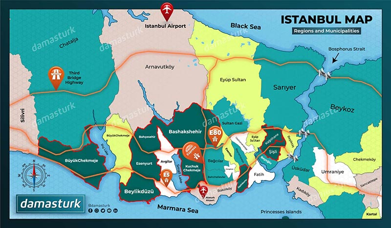 Istanbul Map - damasturk Real Estate