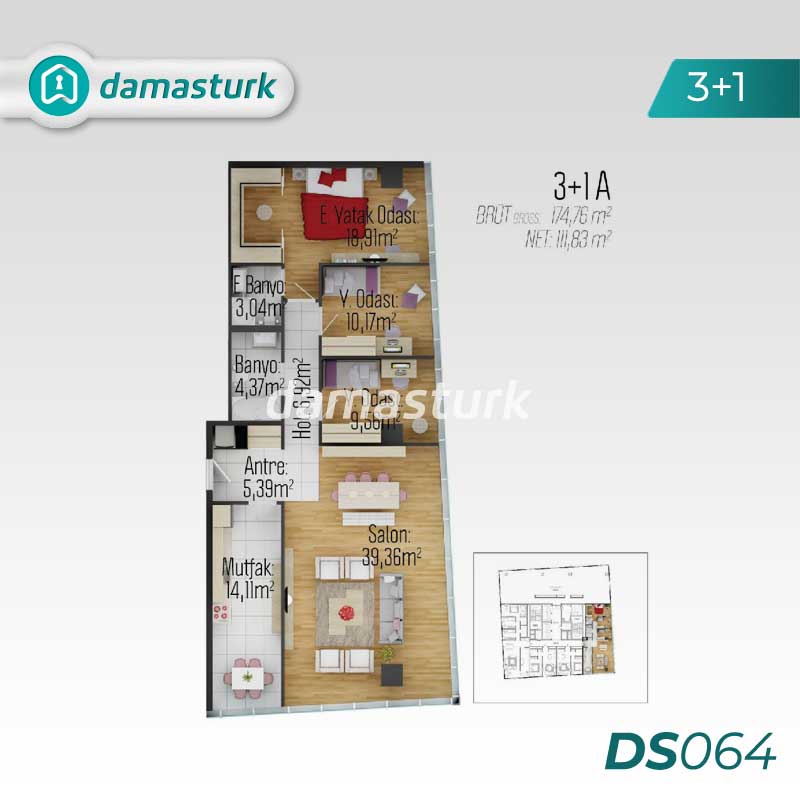 آپارتمان برای فروش در کارتال - استانبول DS064 | املاک داماستورک 01