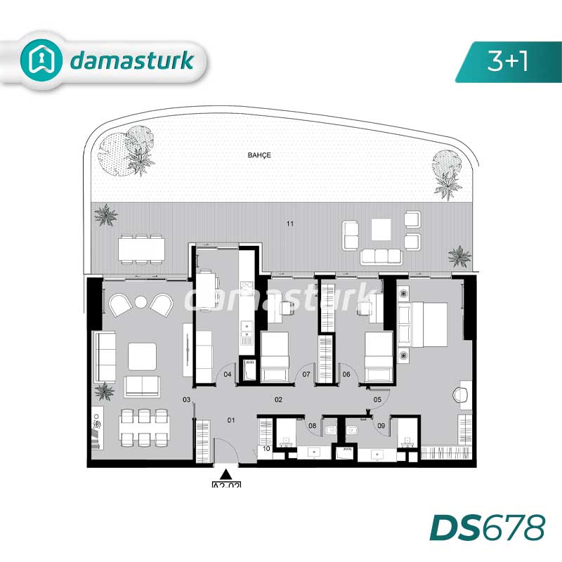 آپارتمان های لوکس برای فروش در اسكودار - استانبول DS678 | املاک داماستورک 03