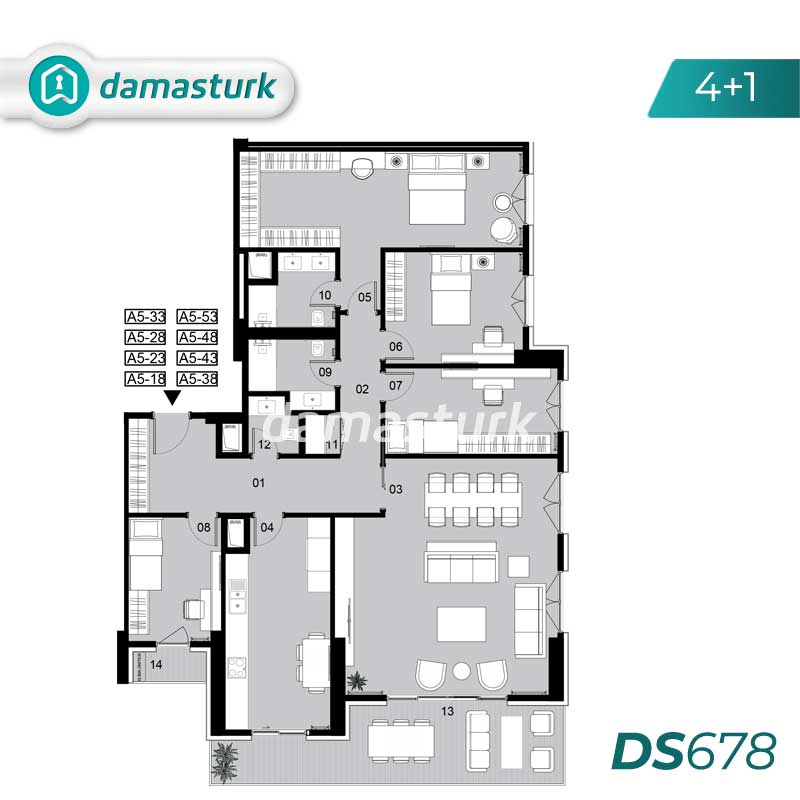 آپارتمان های لوکس برای فروش در اسكودار - استانبول DS678 | املاک داماستورک 05